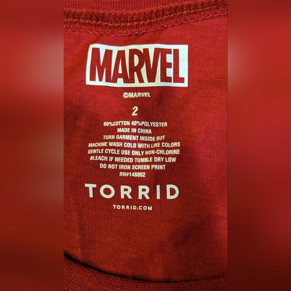 NEW Torrid Long Sleeve Marvel Iron Man Helmet Tunic Tee- Jester Red 2X - Picture 6 of 9